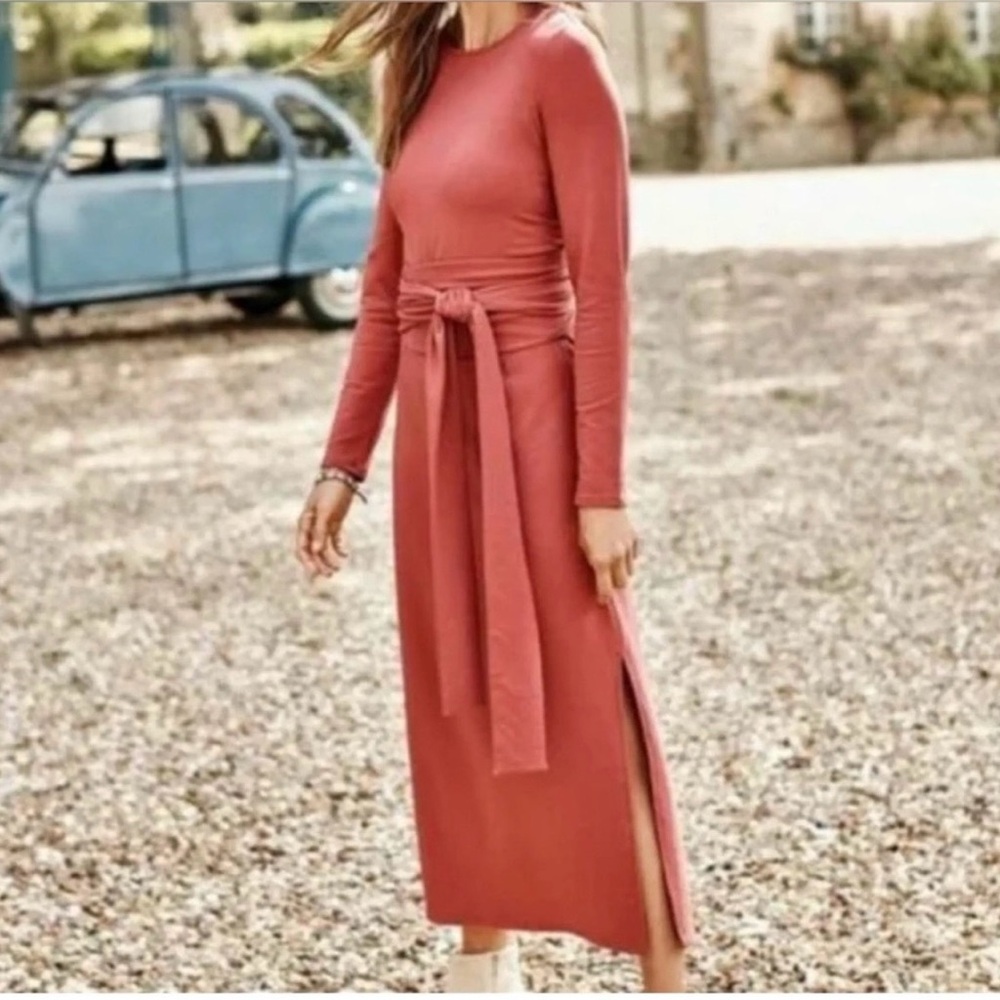 J Jill NWOT Pure Jill Pima Cotton Midi Dress Brick Red XL